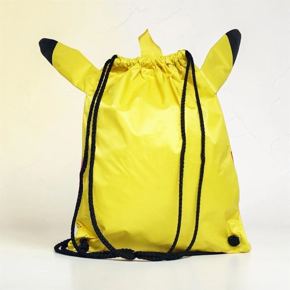 Pokemon Pikachu Cinch Sack Drawstring Backpack Gym Swim School Bag Yellow